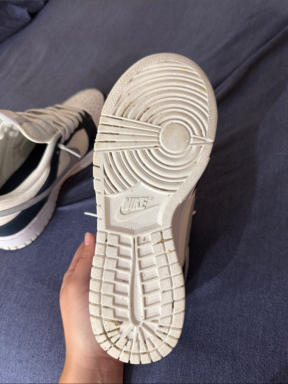 Women’s NIKE DUNKS ——— off-white, navy, gray - Picture 4 of 4
